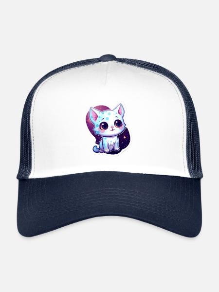 "Purrrfect Space Dreams" - Trucker Cap - white/navy - Front