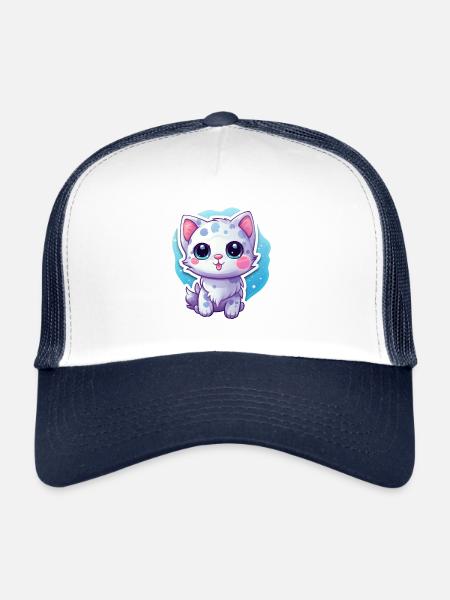 "Space Kitty: Floatastic & Adorable!" - Trucker Cap - white/navy - Front