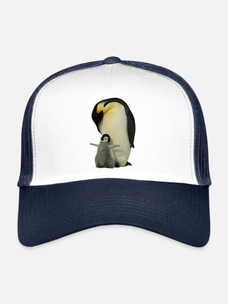 Penguin with baby - Trucker Cap - white/navy - Front