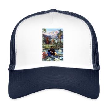 Da KINI. Bier, Bayern, lustiges Shirt,König Ludwig - Trucker Cap - Weiß/Navy - Vorne