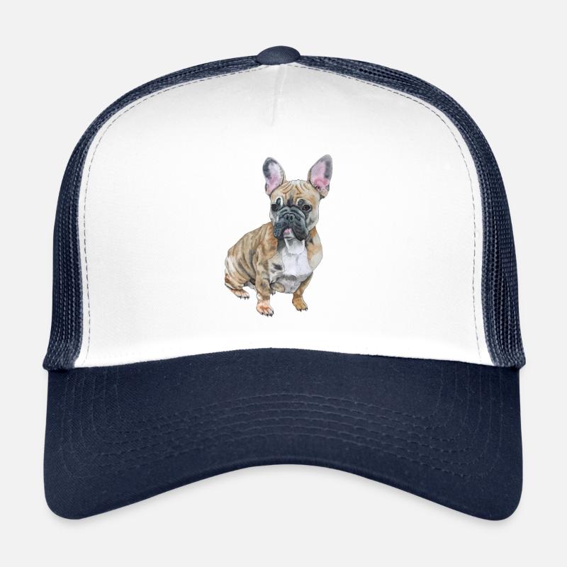 Französische Bulldogge - Trucker Cap - Weiß/Navy