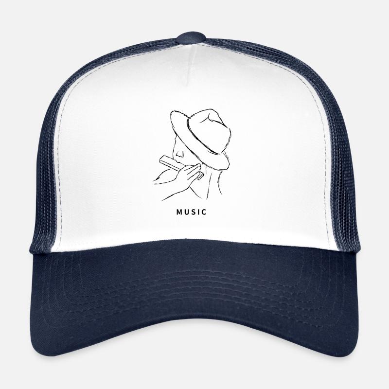 Music drawing harmonica hat minimalist Trucker Cap