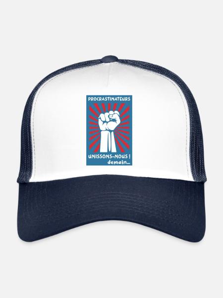 Procrastinateurs unissons-nous ! Demain... - Casquette trucker  - blanc/marine - Devant
