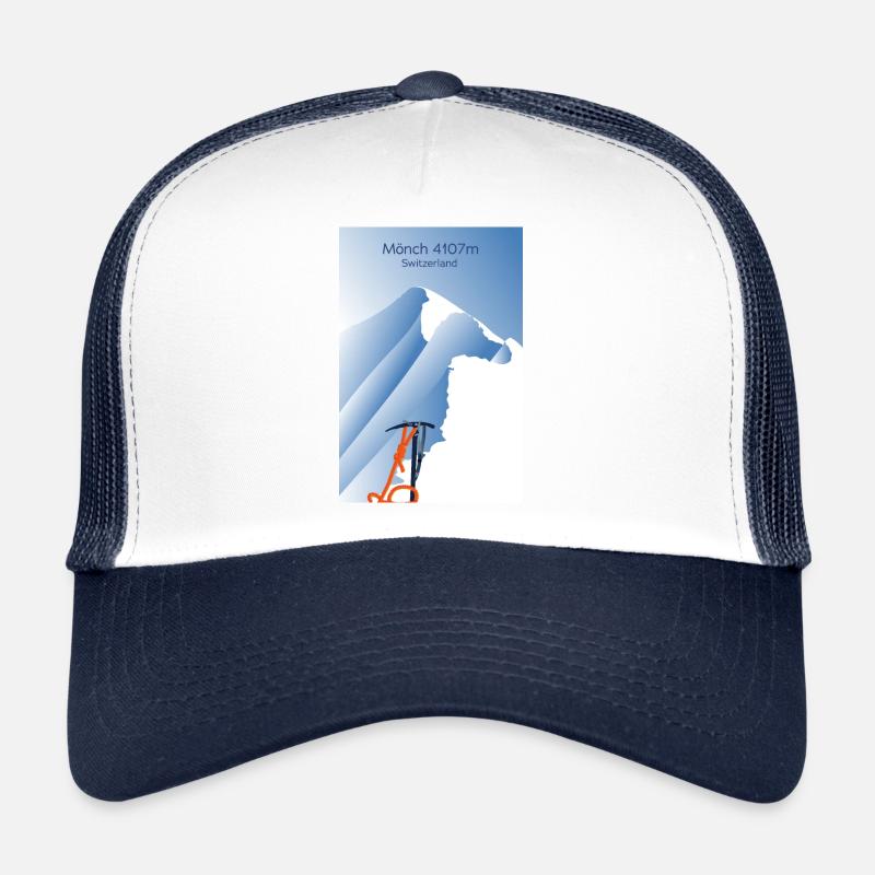 Affiche des Alpes Mönch Suisse Alpinisme piolet - Casquette trucker  - blanc/marine
