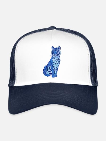 Bleu tigre - Casquette trucker  - blanc/marine - Devant