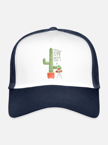Funny Illustration Cactus Plantmom - Trucker Cap - white/navy - Front