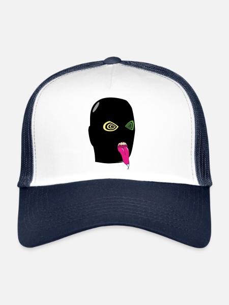 terrorist who sticks out his tongue - Trucker Cap - white/navy - Front