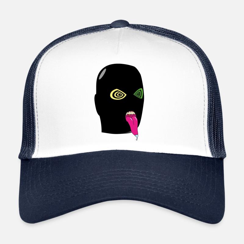 Terrorist, der seine Zunge herausstreckt - Trucker Cap - Weiß/Navy