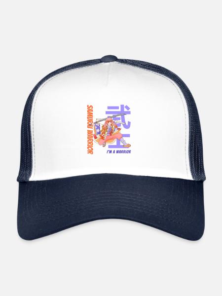 Samurai Warrior. Samurai Girl. White Version. - Trucker Cap - white/navy - Front
