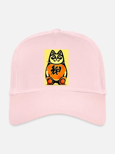 Maneki neko 4 - Trucker Cap - Hellrosa - Vorne