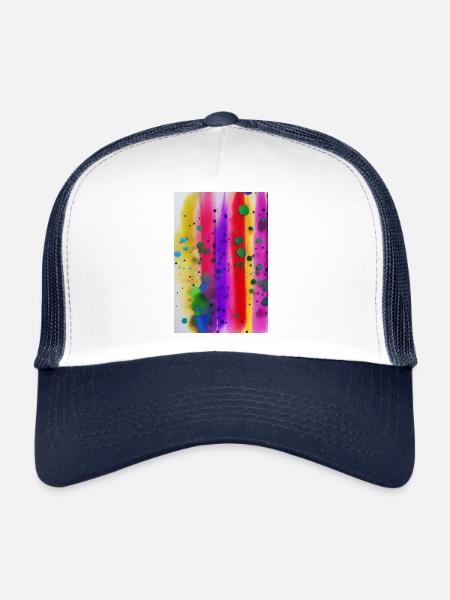 Splashes of paint and lines - Trucker Cap - white/navy - Front