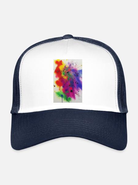 Splashes of paint - Trucker Cap - white/navy - Front