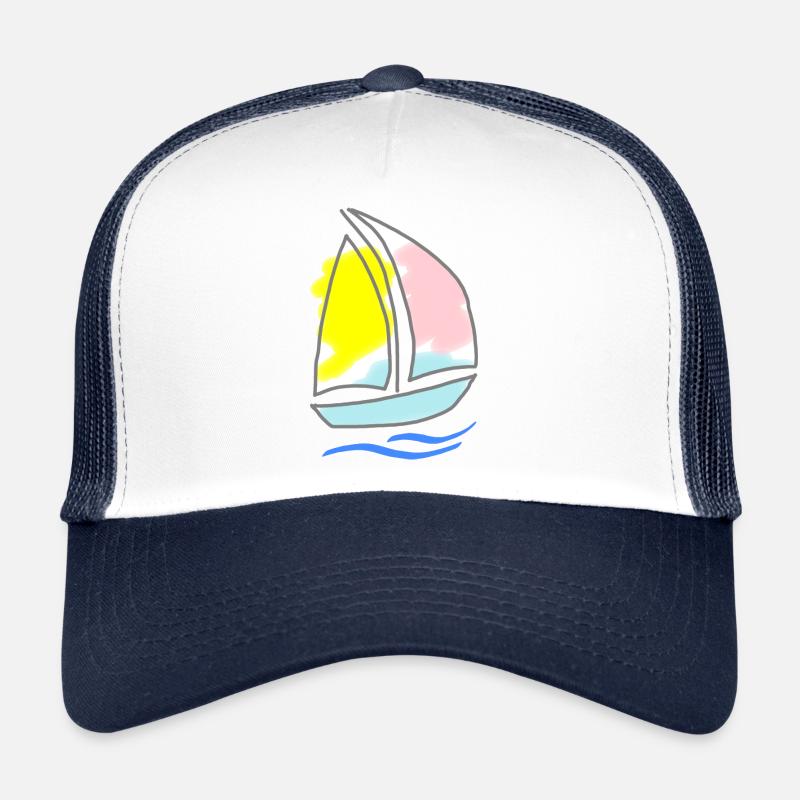 Voilier 1 - Casquette trucker  - blanc/marine