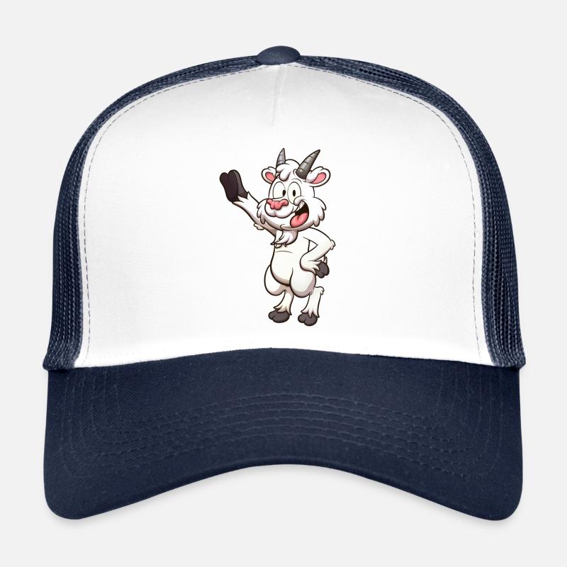 Chèvre de dessin animé souriante et amicale Casquette trucker 