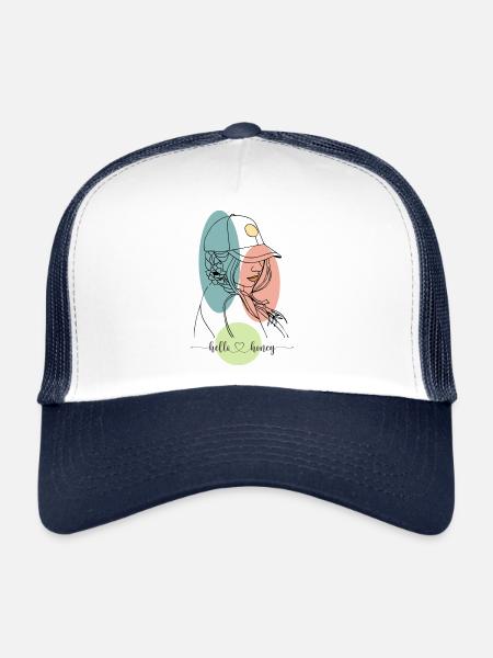 Hello honey minimalist art - Casquette trucker  - blanc/marine - Devant