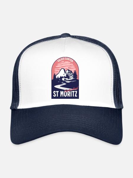 Saint Moritz Switzerland Valais - Trucker Cap - white/navy - Front