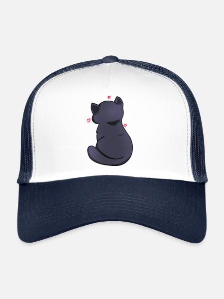 Funny Kawaii Black Cat, Annoyed Cat - Trucker Cap - white/navy - Front