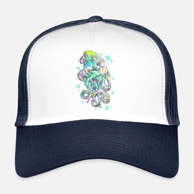 Oktopus - Trucker Cap - Weiß/Navy