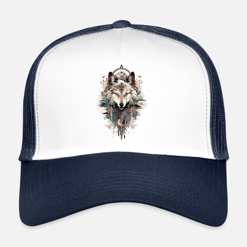 Loup vintage - Casquette trucker  - blanc/marine