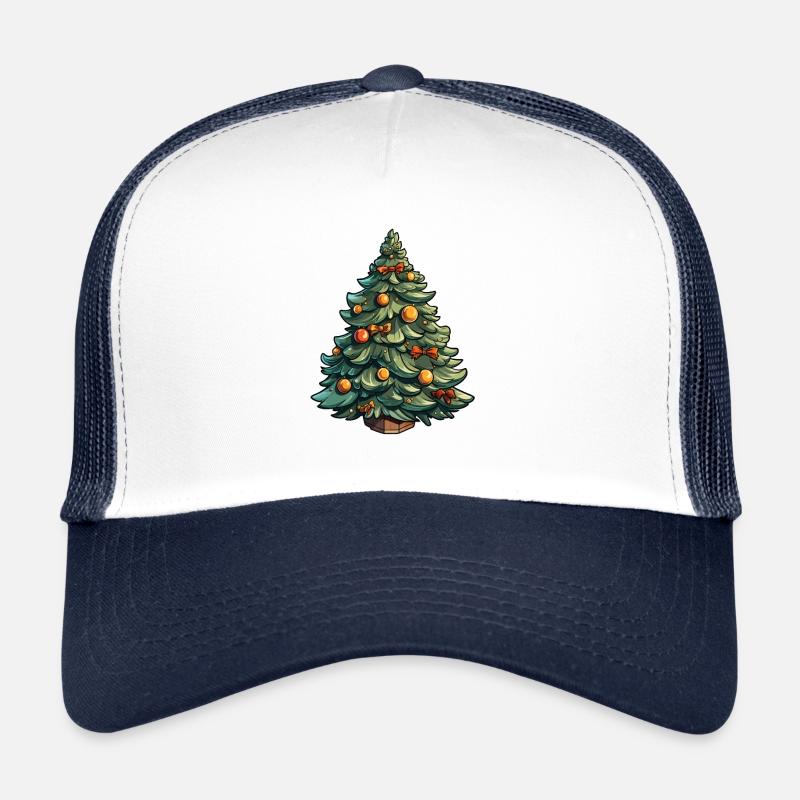 Weihnachtsbaum - Christbaum dekoriert - Trucker Cap - Weiß/Navy