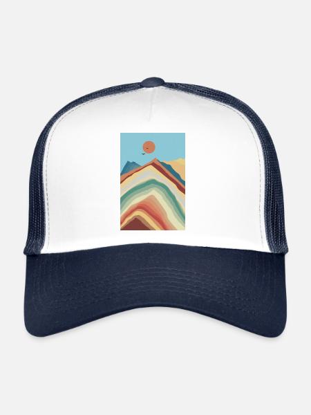 Paysage de montagne abstrait - Swiss Mountain Joy - Casquette trucker  - blanc/marine - Devant