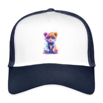 Funny Neon Bear - Trucker Cap - white/navy - Front