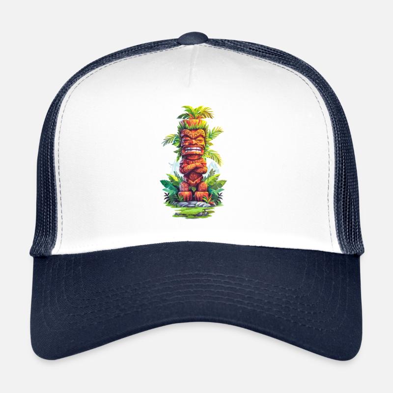 Tiki Statue - Casquette trucker - blanc/marine