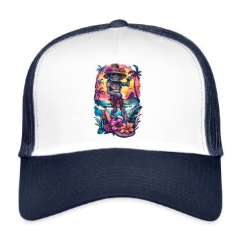 Funny Tiki Statue - Trucker Cap - white/navy - Front