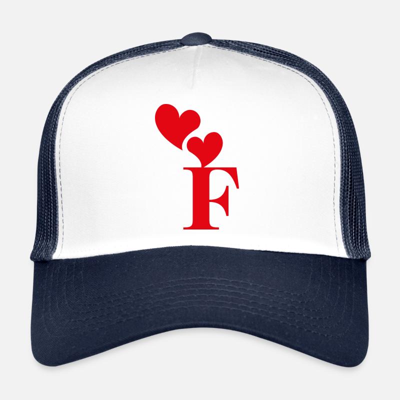 Buchstabe f rotes Herz Trucker Cap