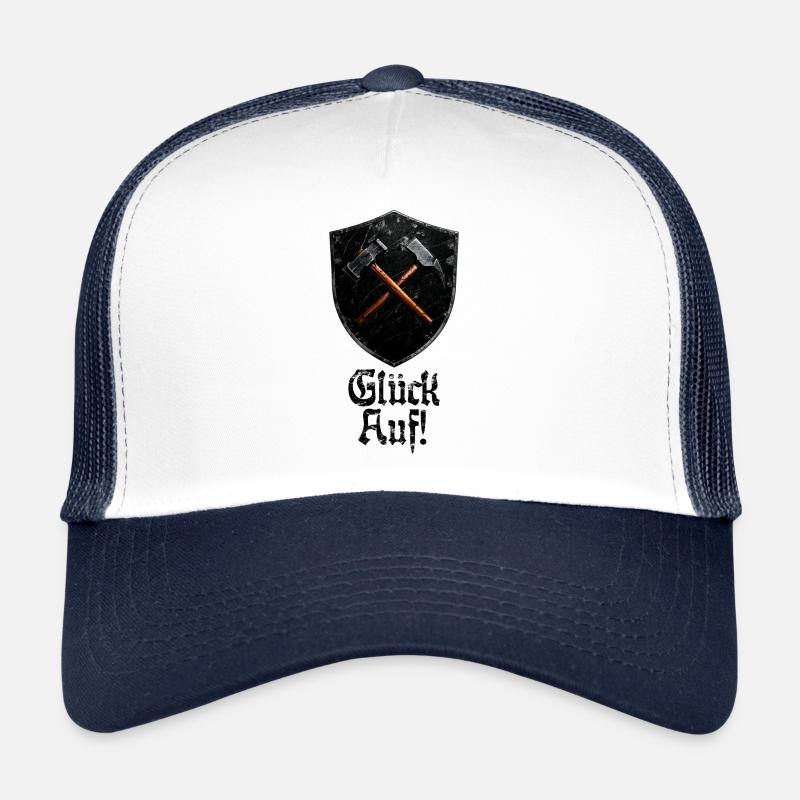 Bonne chance sur le logo minage mineur maillet et fer Casquette trucker 