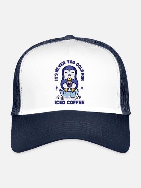Il n’fait jamais trop froid pour le café glacé - Casquette trucker  - blanc/marine - Devant