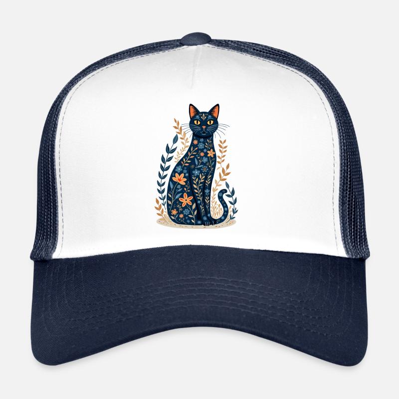 Floral Cat Trucker Cap