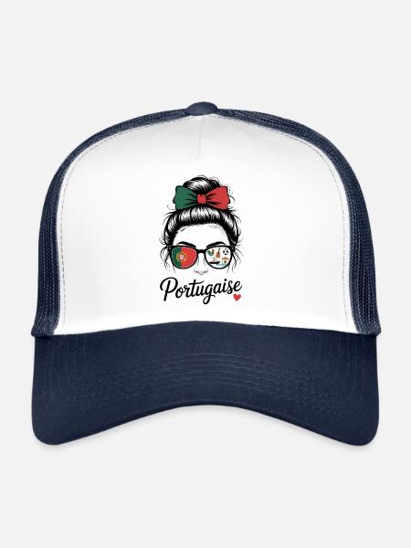 Portugaise - Casquette trucker  - blanc/marine - Devant