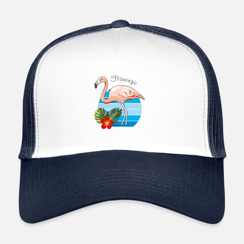 Schöner rosa Flamingo - Trucker Cap - Weiß/Navy