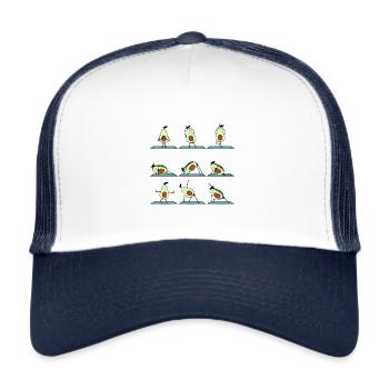 Yogacado - Avocado die Yoga macht Gymnastik im Gym - Trucker Cap - Weiß/Navy - Vorne