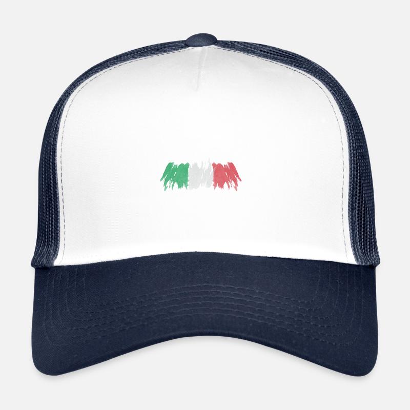Drapeau italien, drapeau italien - Casquette trucker  - blanc/marine