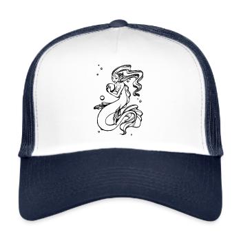 Meerjungfrau mit Seifenblasen, Seefrau, Nixe - Trucker Cap - Weiß/Navy - Vorne