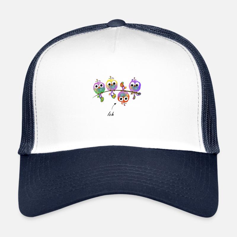 Spatzen auf Ast Vogel Vögel Vogelschwarm bunt - Trucker Cap - Weiß/Navy