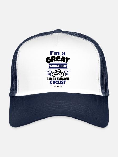 Grand parrain et super cycliste - Casquette trucker  - blanc/marine - Devant