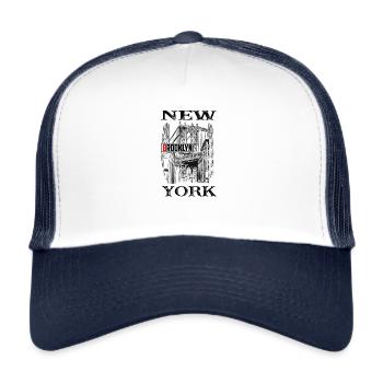 New York - Brooklyn Bridge - Trucker Cap - white/navy - Front