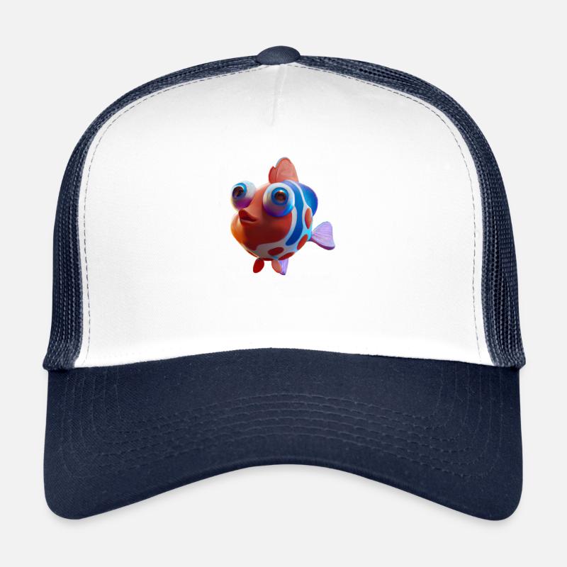 Poisson 3D mignon avec de grands yeux Casquette trucker 