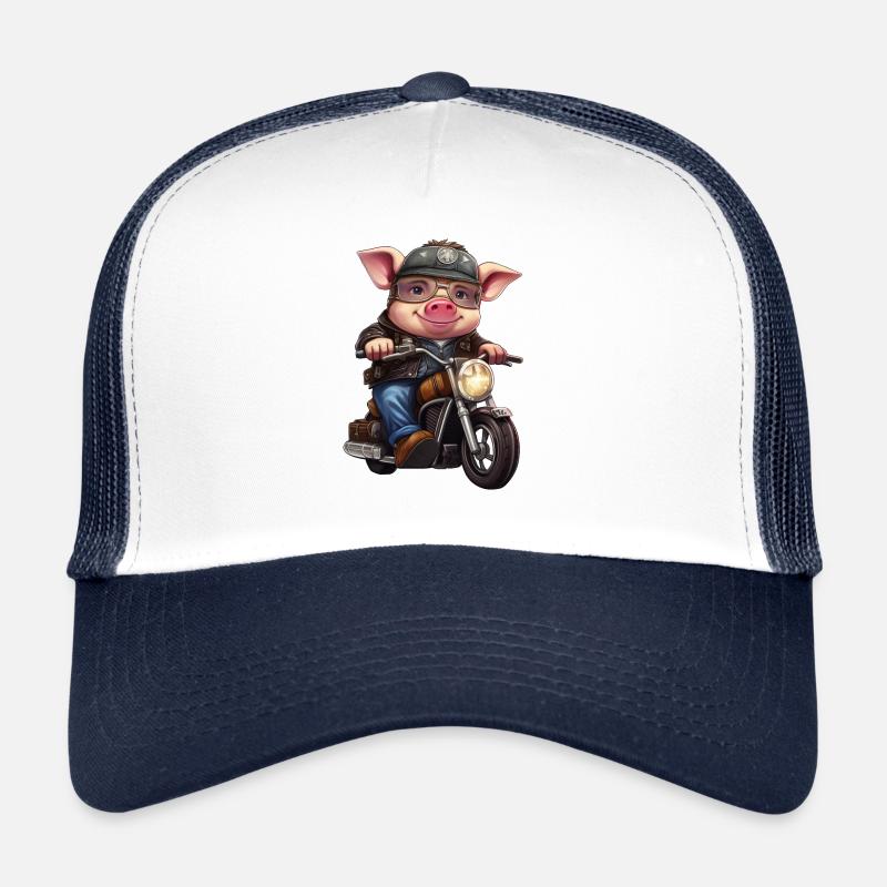 Schwein Motorrad / Motorradfahrer Schweine Trucker Cap