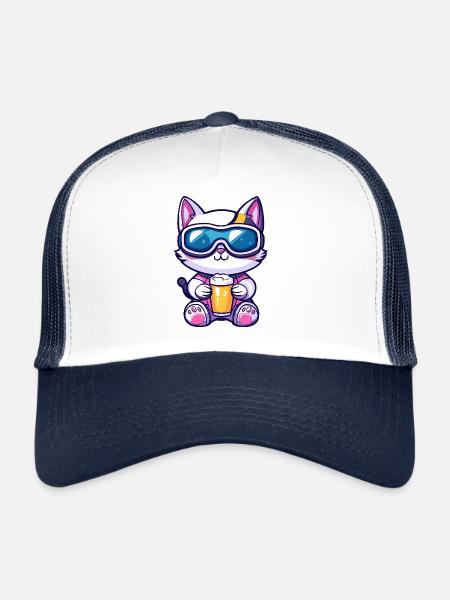 Bière après-ski Cat - Casquette trucker  - blanc/marine - Devant