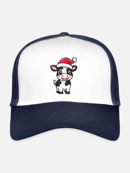 Vache Noël Mignon - Casquette trucker  - blanc/marine - Devant