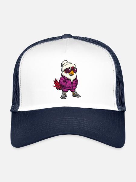 Coq d’hiver - Casquette trucker  - blanc/marine - Devant