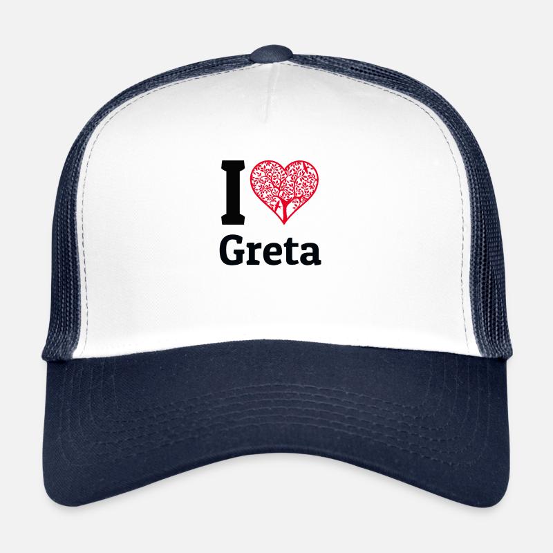 I Love Greta Shirt Umweltschutz Klimaschutz Streik - Trucker Cap - Weiß/Navy