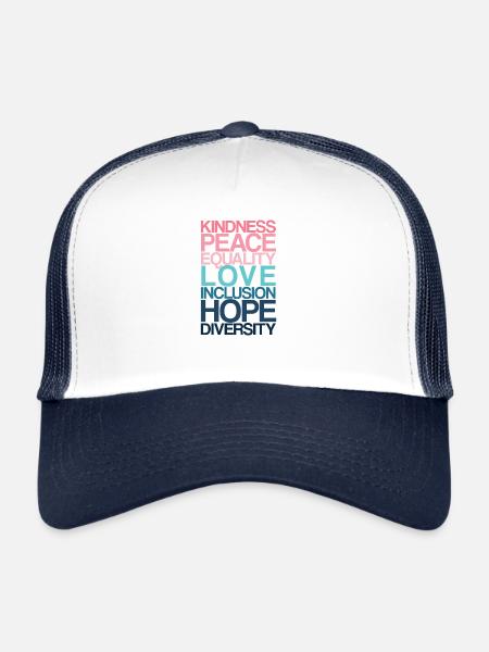 Bonté Paix Égalité AMOUR - Casquette trucker  - blanc/marine - Devant