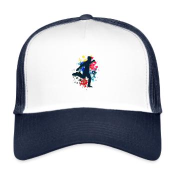 Fußball Fußballer Stürmer Jungen Herren WM - Trucker Cap - Weiß/Navy - Vorne