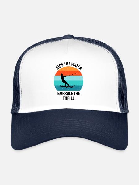Ski nautique, ski nautique, skieurs nautiques - Casquette trucker  - blanc/marine - Devant