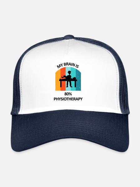 Kinésithérapeute Cadeau Humoristique Dire Drôle - Casquette trucker  - blanc/marine - Devant